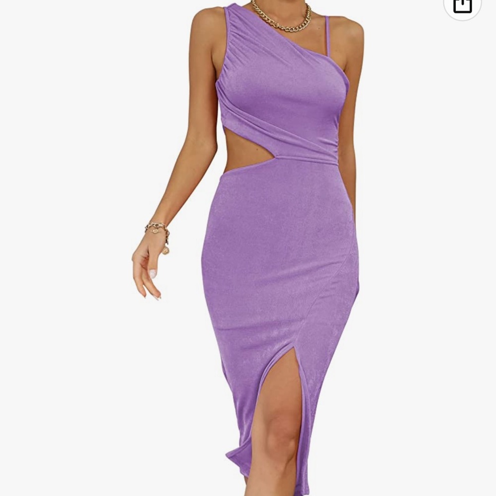Cut Out Purple MIDI Dress